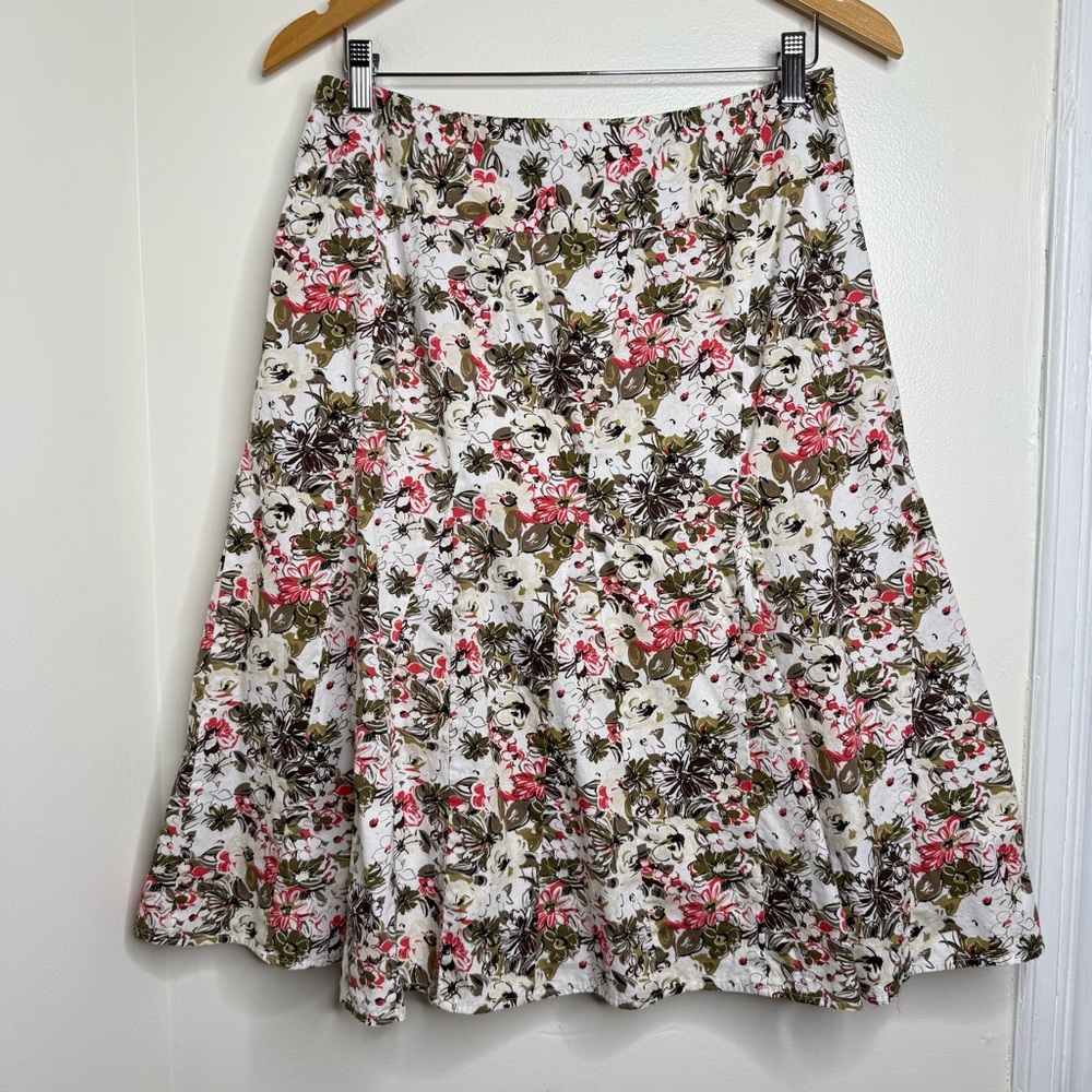 Brandon Thomas Floral Cotton Skirt Size 10 Lined Spring Cottagecore Summer